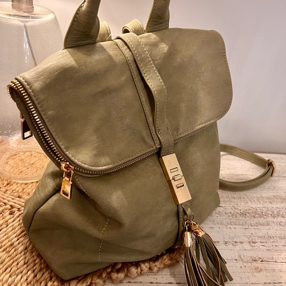 Miztique Handbags - Miztique Olive Green Italian Leather Backpack